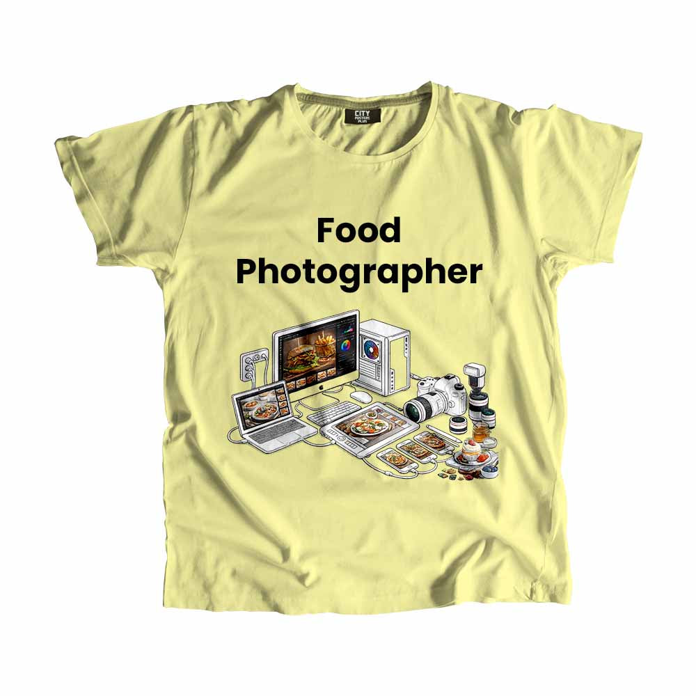 Food Photographer Men Unisex T-Shirt (Butter Yellow) Technology Unisex T-Shirt | City Posters Plus
