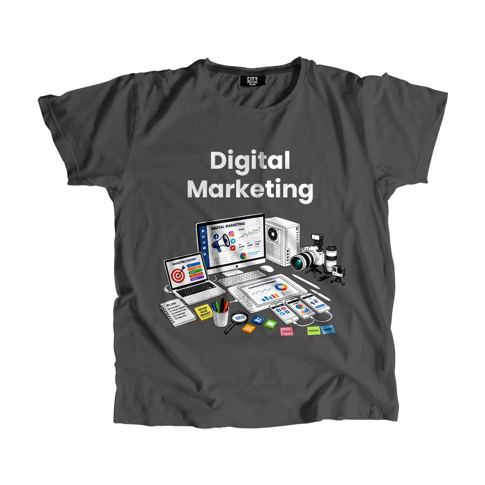 Digital Marketing Men Unisex T-Shirt (Charcoal Grey) Technology Unisex T-Shirt | City Posters Plus