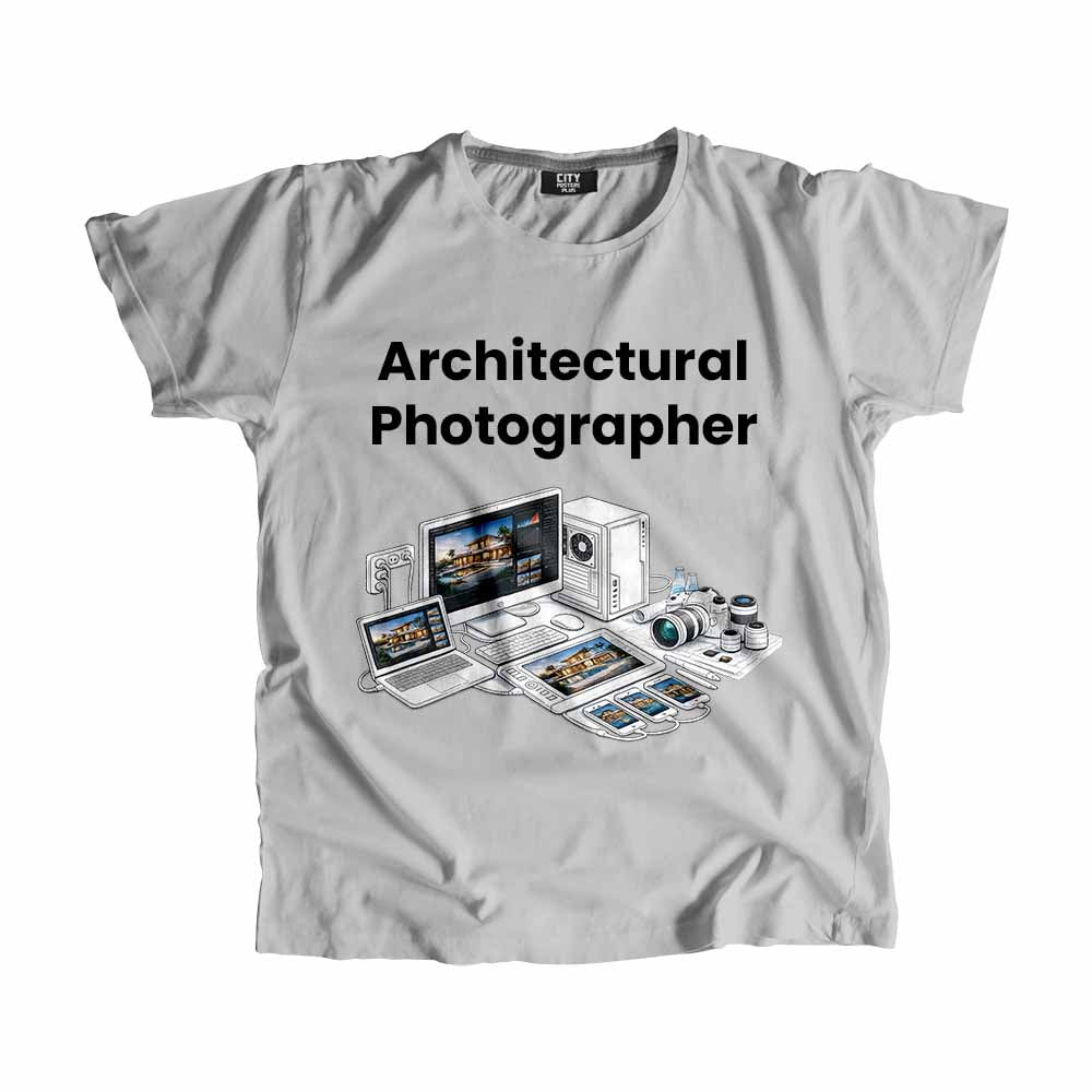 Architectural Photographer Men Unisex T-Shirt (Melange Grey) Technology Unisex T-Shirt | City Posters Plus