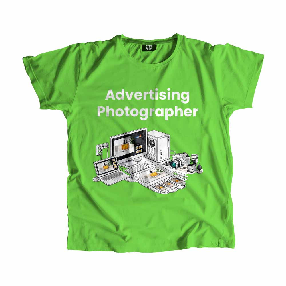 Advertising Photographer Men Unisex T-Shirt (Liril Green) Technology Unisex T-Shirt | City Posters Plus