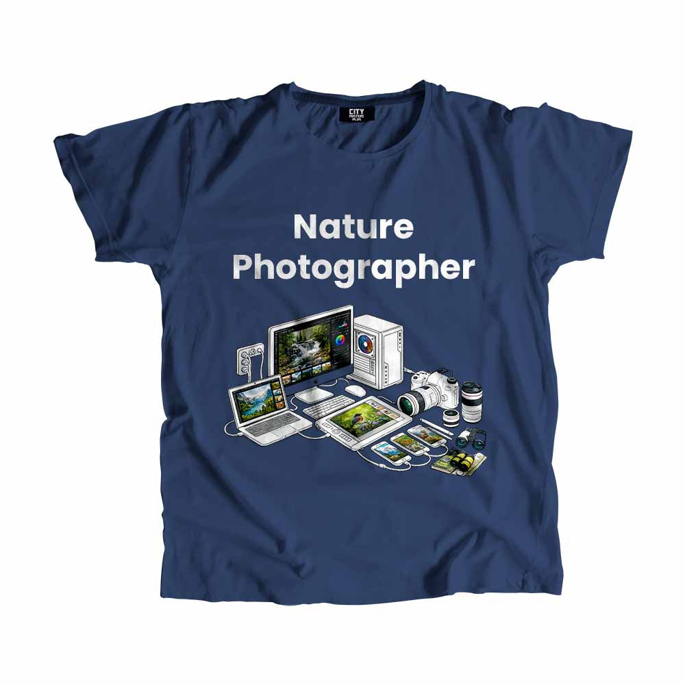 Nature Photographer Men Unisex T-Shirt (Navy Blue) Technology Unisex T-Shirt | City Posters Plus