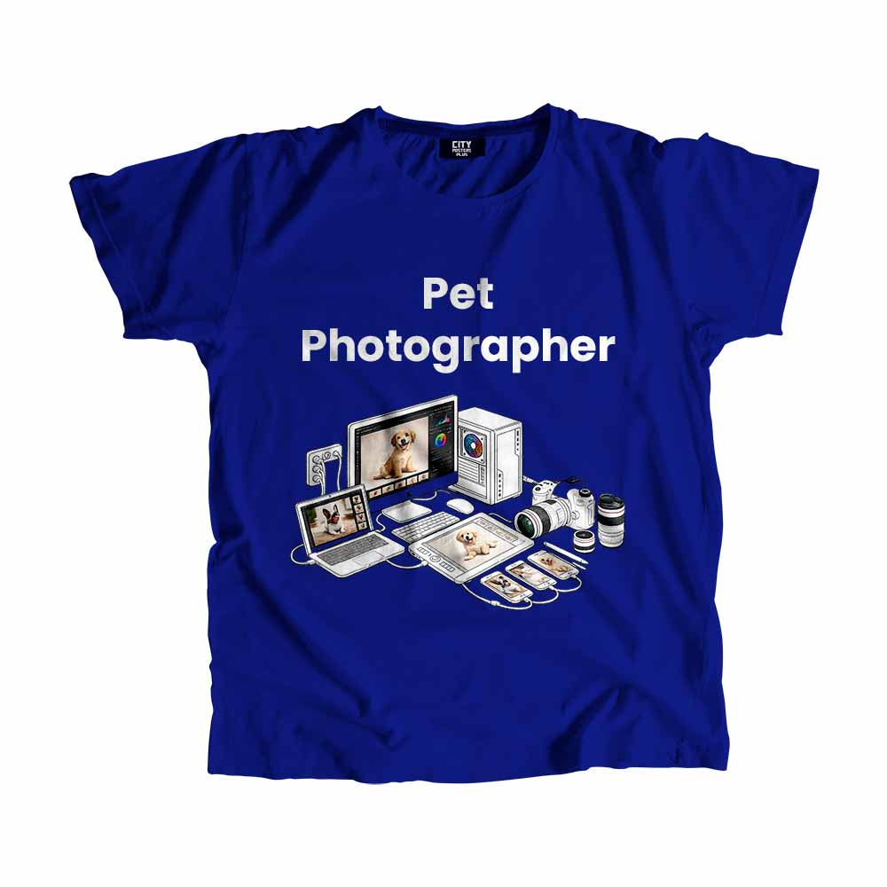 Pet Photographer Men Unisex T-Shirt (Royal Blue) Technology Unisex T-Shirt | City Posters Plus