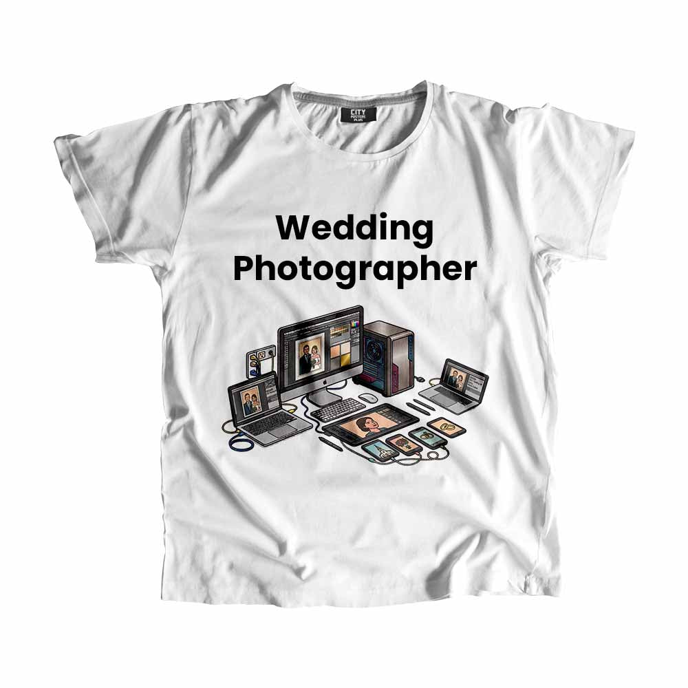 Wedding Photographer Men Unisex T-Shirt (White) Technology Unisex T-Shirt | City Posters Plus