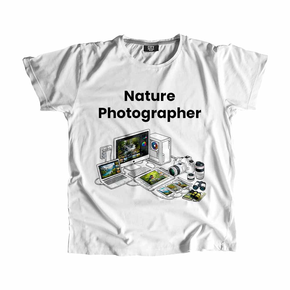 Nature Photographer Men Unisex T-Shirt (White) Technology Unisex T-Shirt | City Posters Plus