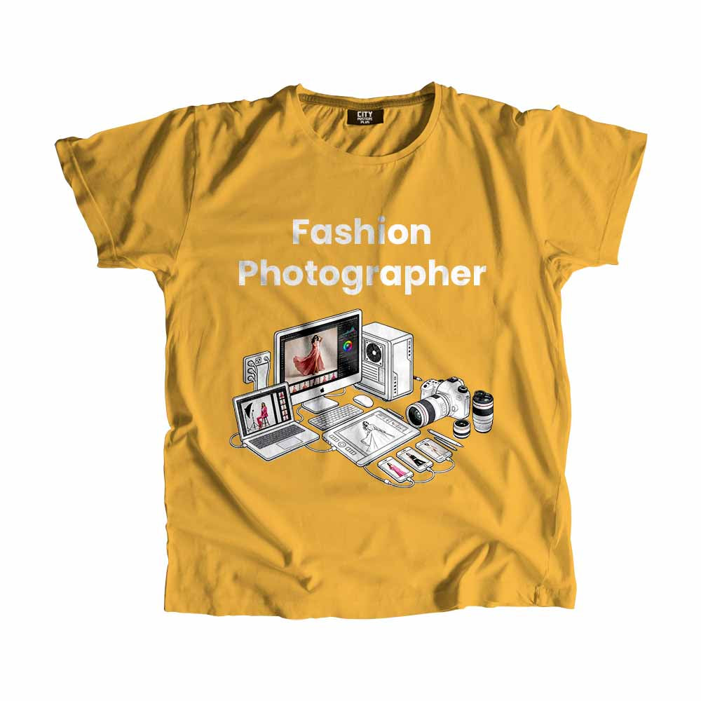 Fashion Photographer Men Unisex T-Shirt (Golden Yellow) Technology Unisex T-Shirt | City Posters Plus