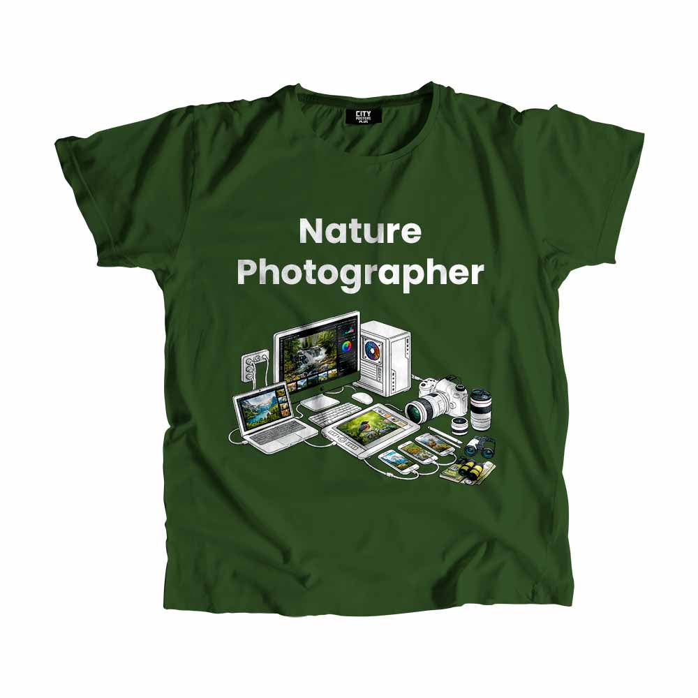 Nature Photographer Men Unisex T-Shirt (Olive Green) Technology Unisex T-Shirt | City Posters Plus