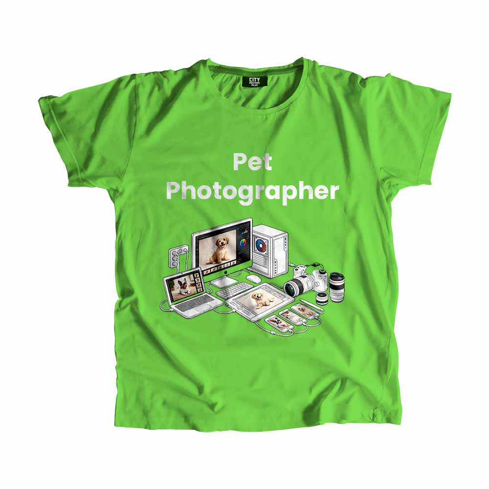 Pet Photographer Men Unisex T-Shirt (Liril Green) Technology Unisex T-Shirt | City Posters Plus