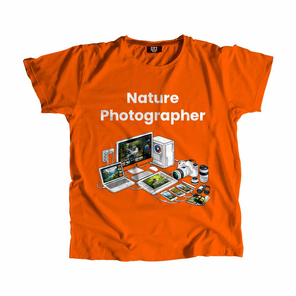 Nature Photographer Men Unisex T-Shirt (Orange) Technology Unisex T-Shirt | City Posters Plus