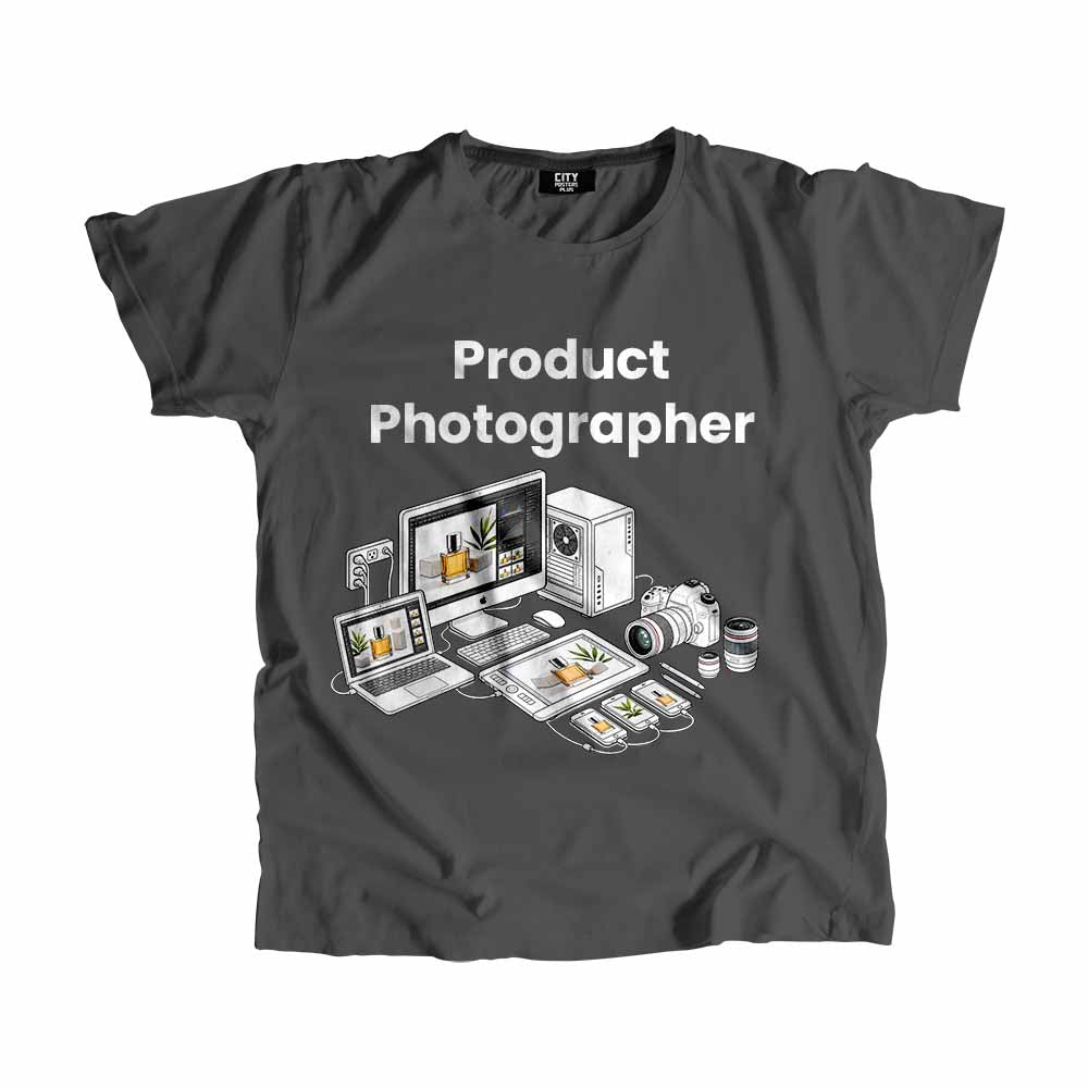 Product Photographer Men Unisex T-Shirt (Charcoal Grey) Technology Unisex T-Shirt | City Posters Plus