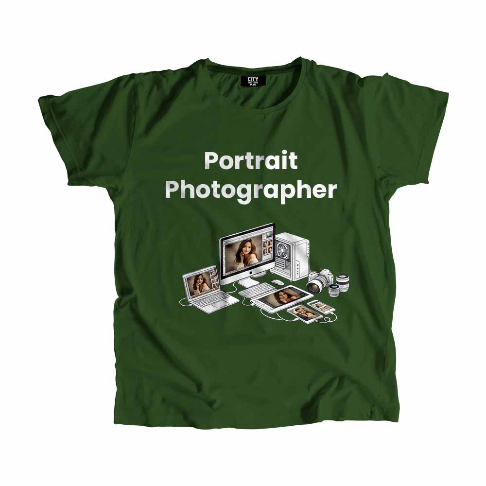 Portrait Photographer Men Unisex T-Shirt (Olive Green) Technology Unisex T-Shirt | City Posters Plus