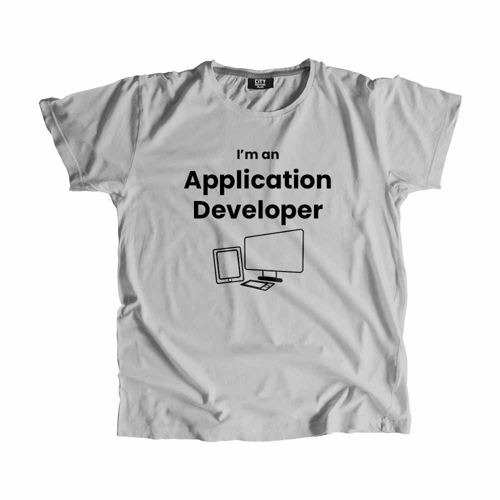Application Developer Men Unisex T-Shirt (Melange Grey) Technology Unisex T-Shirt | City Posters Plus