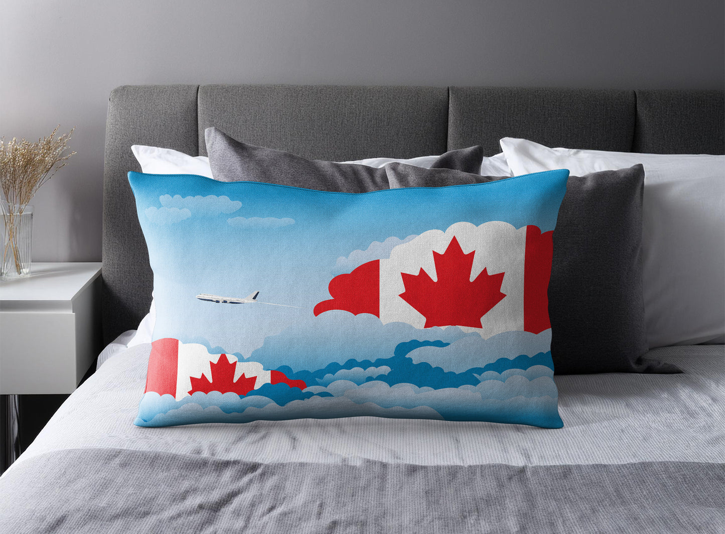 Canada World Airplane Day Clouds Square & Rectangle Pillow Cases | Aviation Decorative Pillow Covers