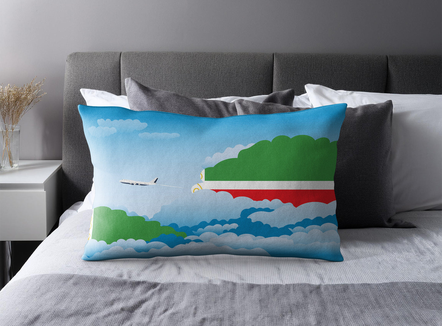 Chechen Republic World Airplane Day Clouds Square & Rectangle Pillow Cases | Aviation Decorative Pillow Covers