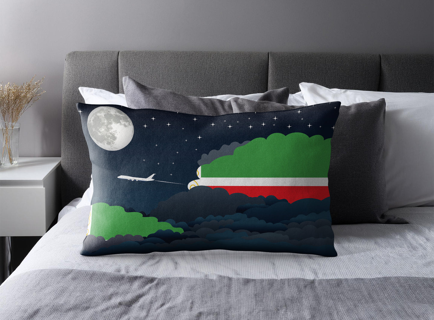 Chechen Republic World Airplane Night Clouds Square & Rectangle Pillow Cases | Aviation Night Sky Pillow Covers