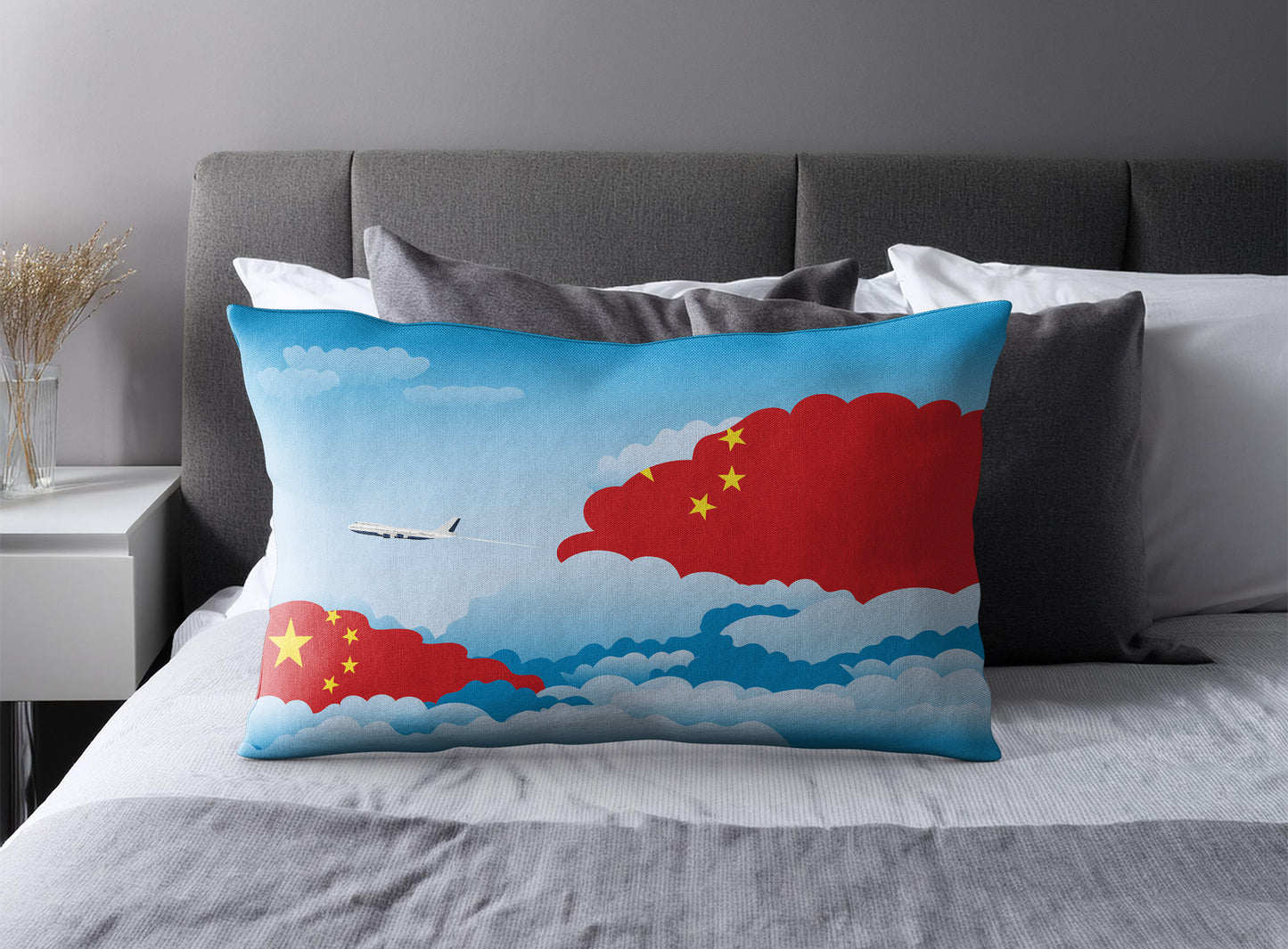 China World Airplane Day Clouds Square & Rectangle Pillow Cases | Aviation Decorative Pillow Covers