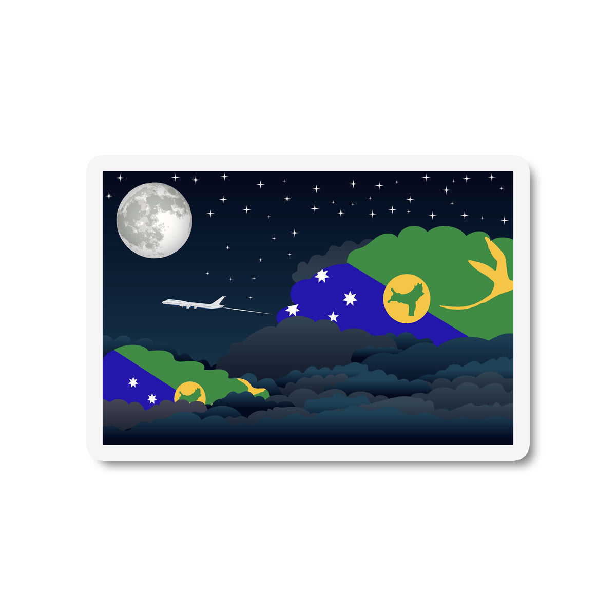 Christmas Island Night Clouds Fridge Magnet