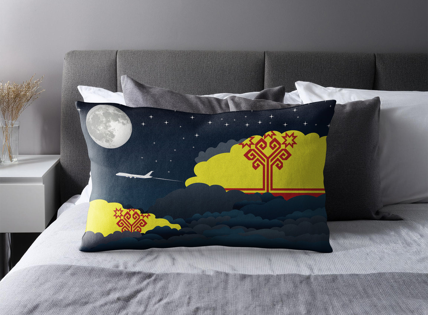 Chuvashia World Airplane Night Clouds Square & Rectangle Pillow Cases | Aviation Night Sky Pillow Covers