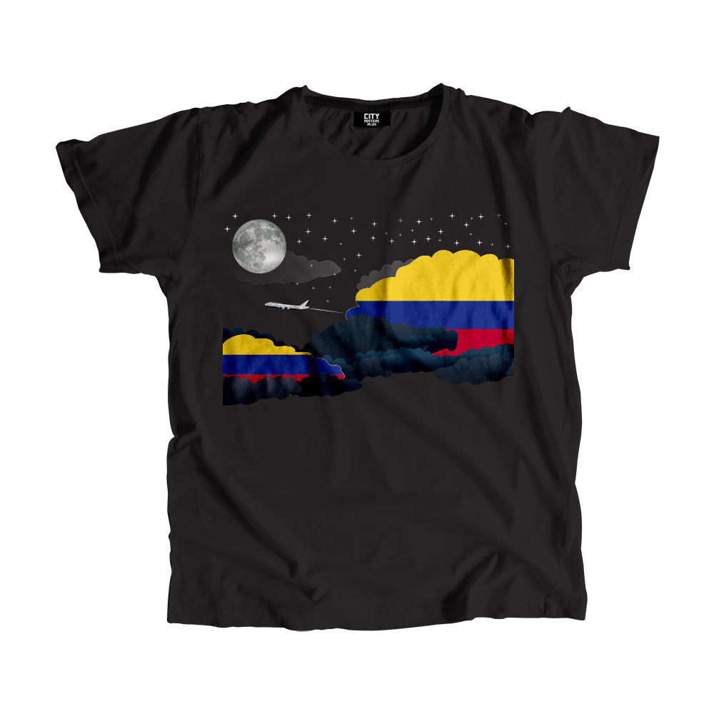 Colombia Night Clouds Airplane Airport Flight Men Unisex T-Shirt Night Clouds Airplane Airport Flight T-Shirt