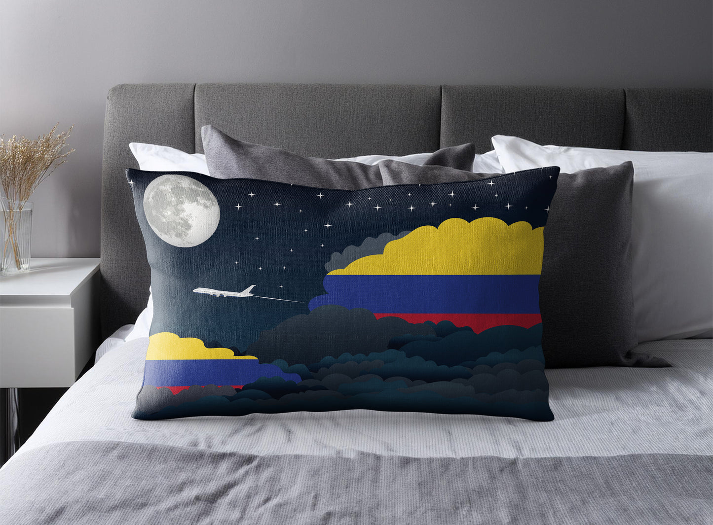 Colombia World Airplane Night Clouds Square & Rectangle Pillow Cases | Aviation Night Sky Pillow Covers