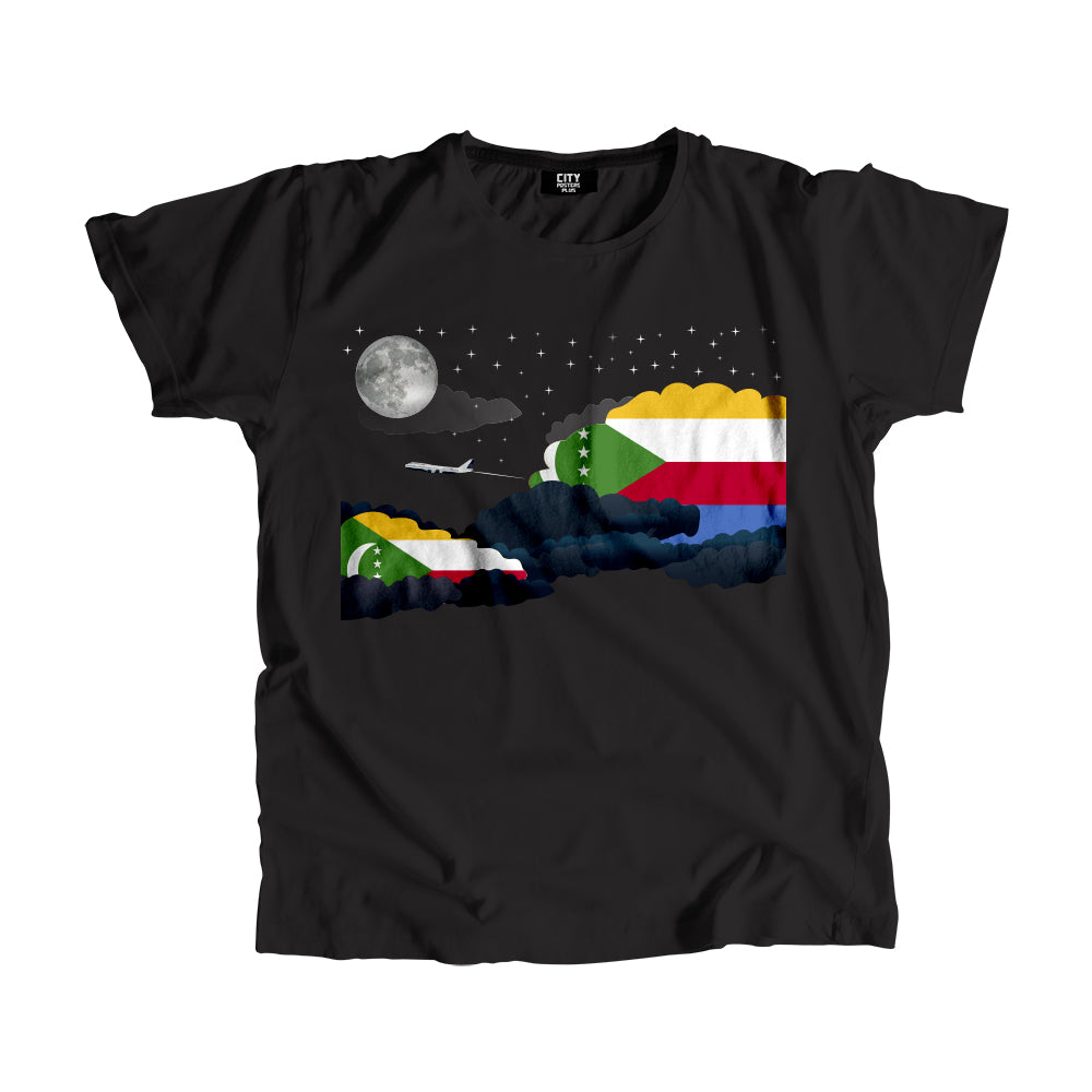 Comoros Night Clouds Airplane Airport Flight Men Unisex T-Shirt Night Clouds Airplane Airport Flight T-Shirt
