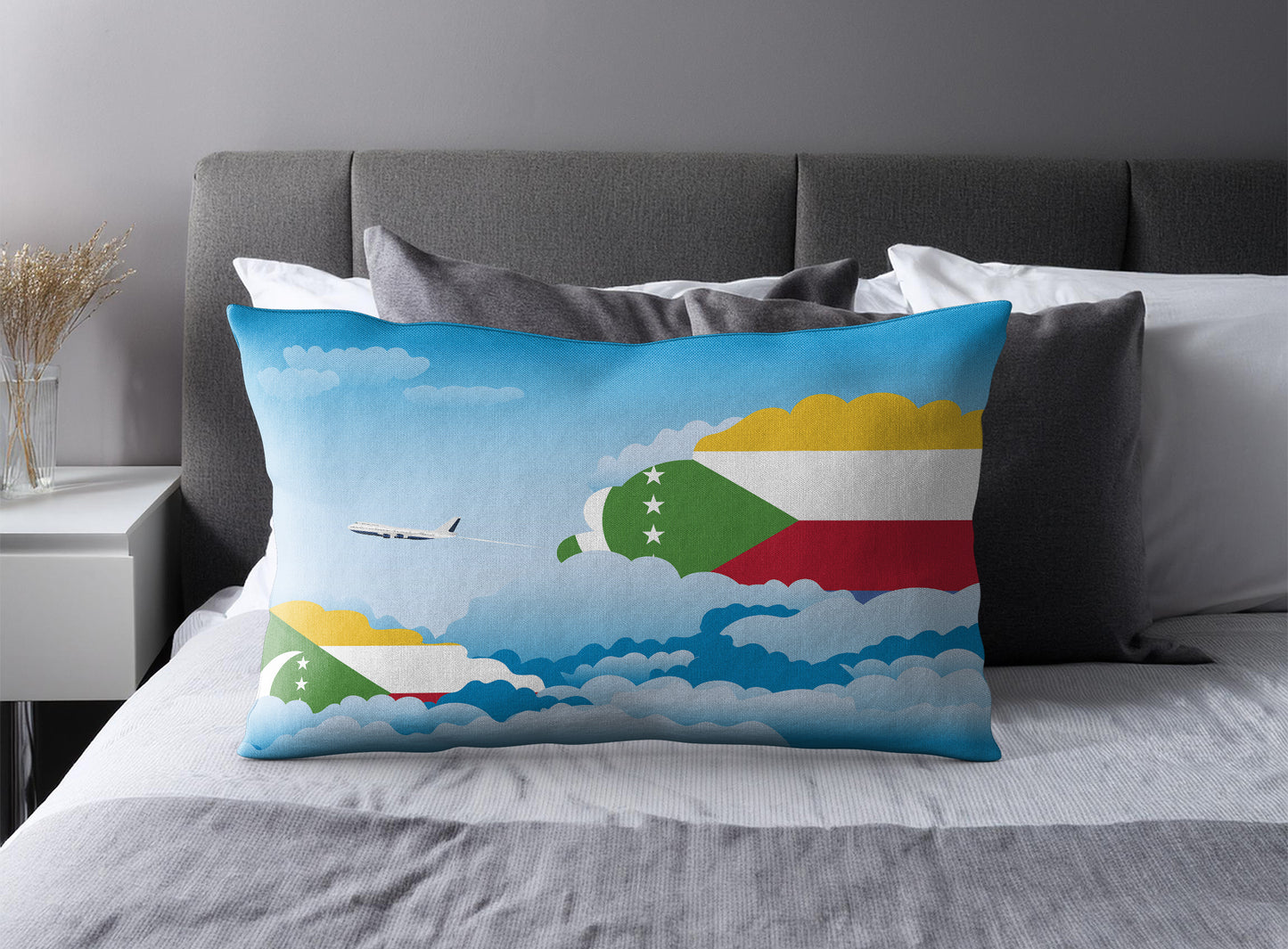 Comoros Day Clouds Pillow Case and Pillow Throw