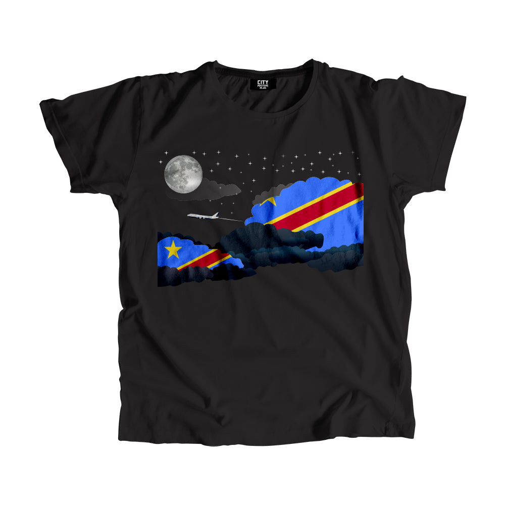 Congo, Democratic Republic of the Night Clouds Airplane Airport Flight Men Unisex T-Shirt Night Clouds Airplane Airport Flight T-Shirt