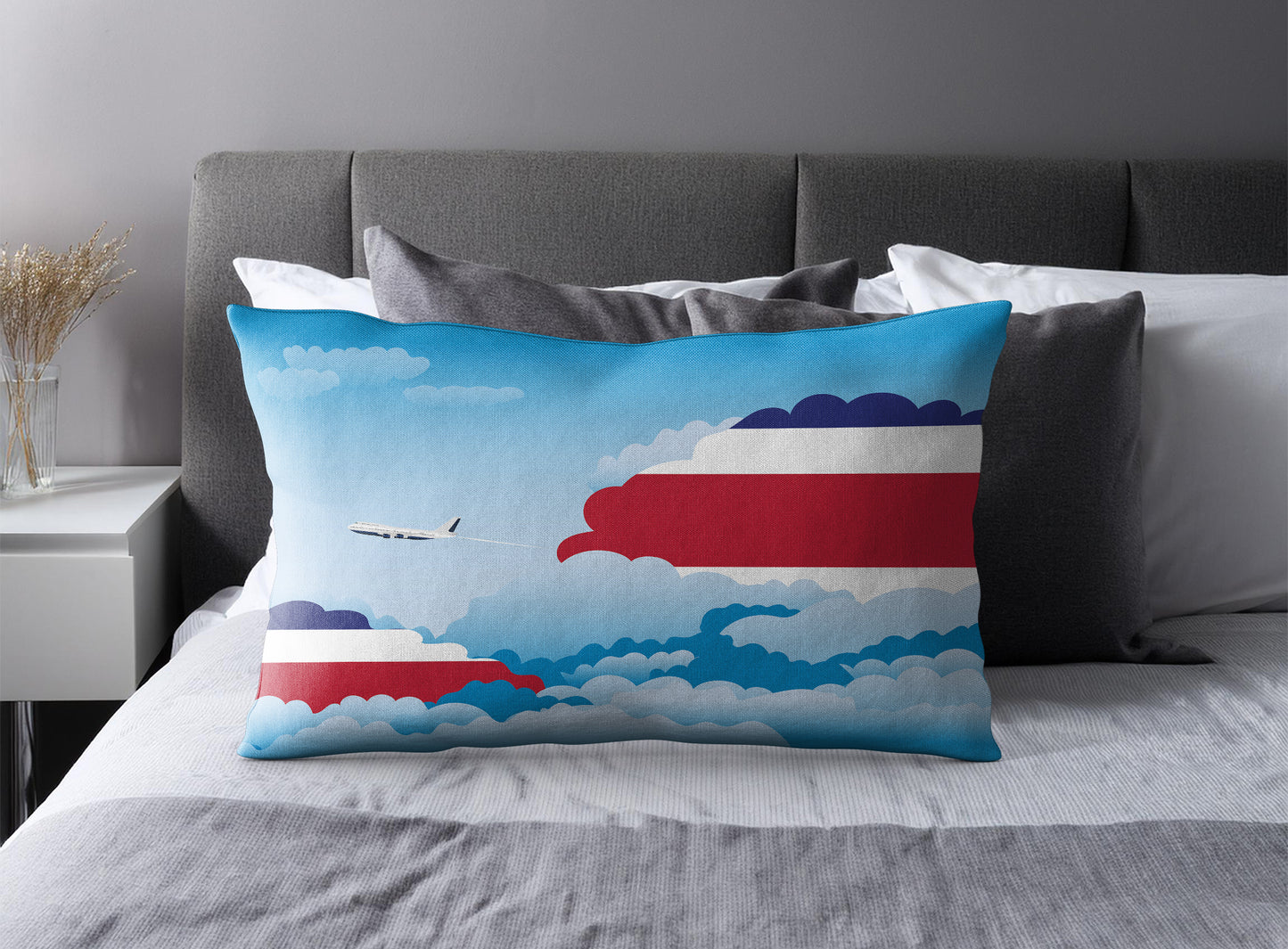 Costa Rica World Airplane Day Clouds Square & Rectangle Pillow Cases | Aviation Decorative Pillow Covers