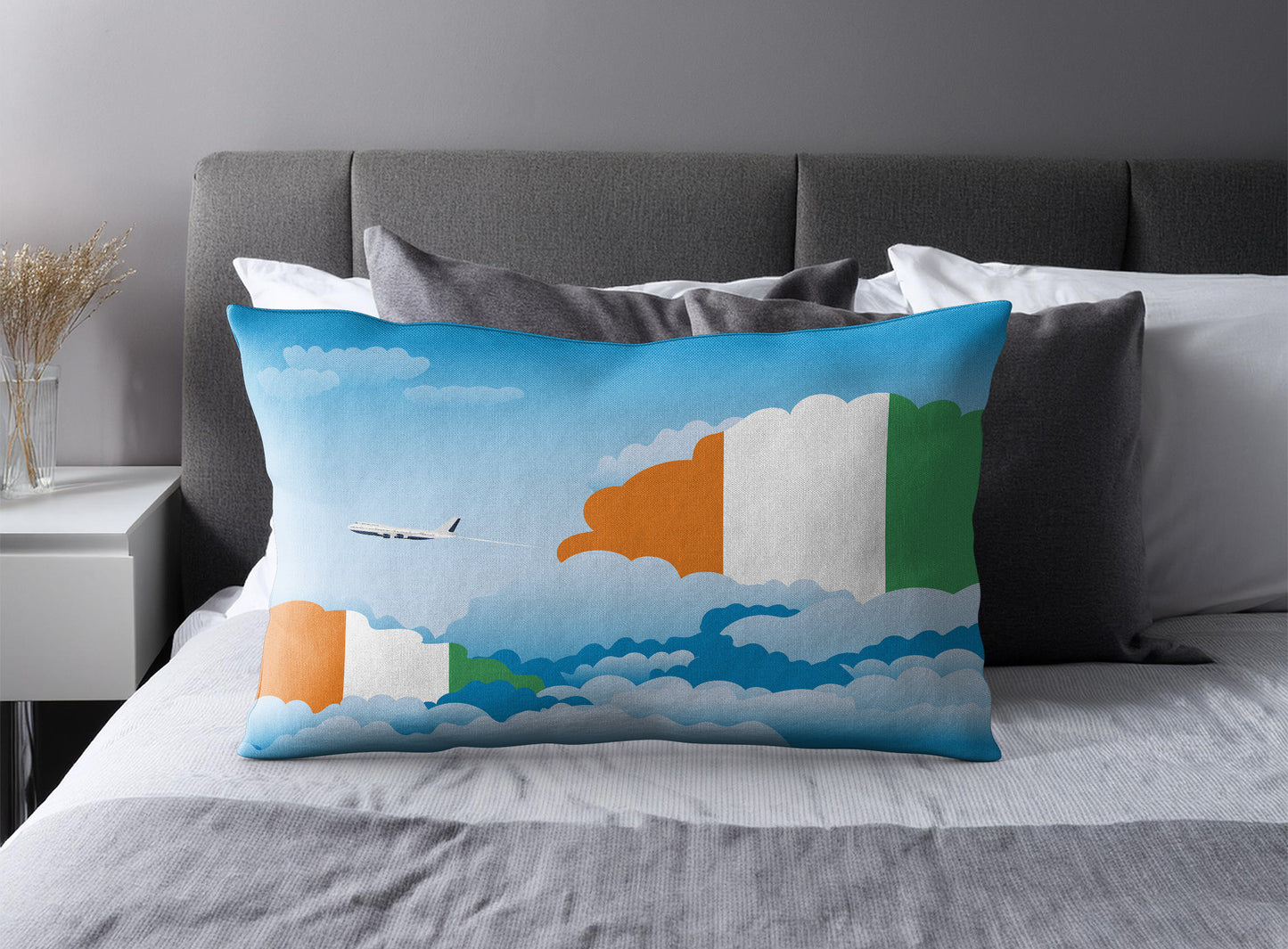Cote DIvoire World Airplane Day Clouds Square & Rectangle Pillow Cases | Aviation Decorative Pillow Covers
