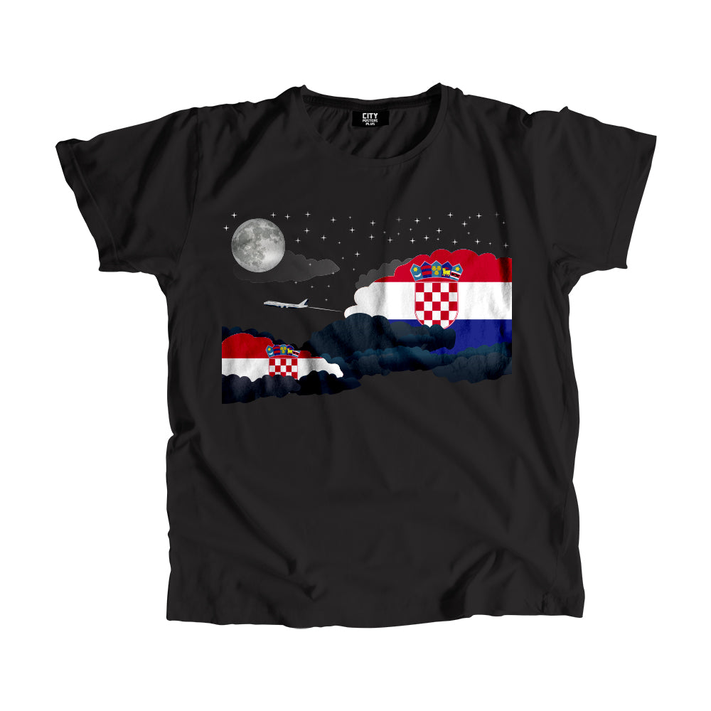 Croatia Night Clouds Airplane Airport Flight Men Unisex T-Shirt Night Clouds Airplane Airport Flight T-Shirt