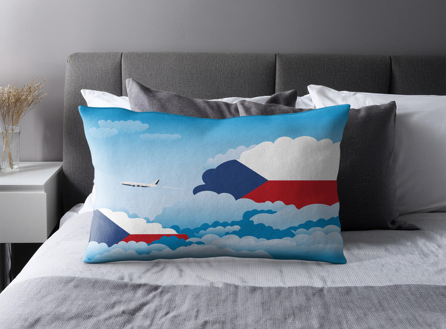 Czech Republic World Airplane Day Clouds Square & Rectangle Pillow Cases | Aviation Decorative Pillow Covers