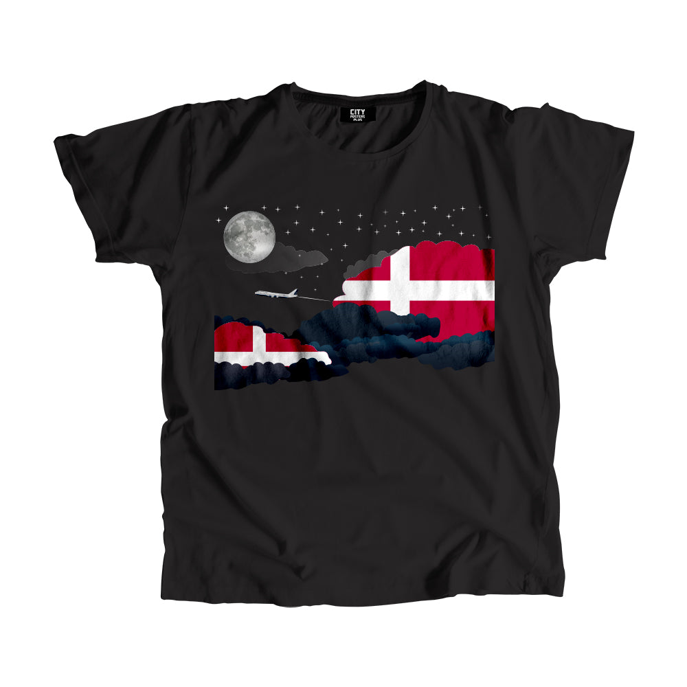 Denmark Night Clouds Airplane Airport Flight Men Unisex T-Shirt Night Clouds Airplane Airport Flight T-Shirt