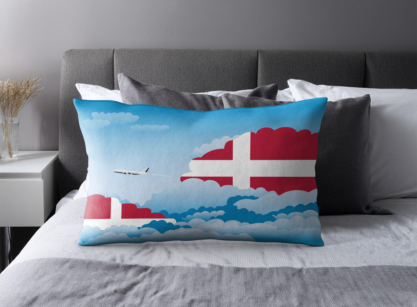 Denmark World Airplane Day Clouds Square & Rectangle Pillow Cases | Aviation Decorative Pillow Covers