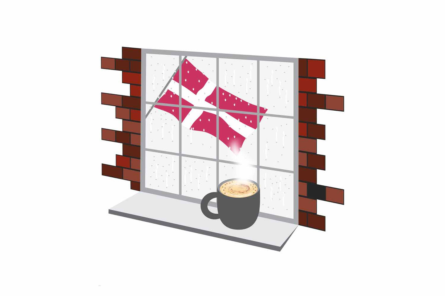 Denmark Coffee Rain Window Fridge Magnet
