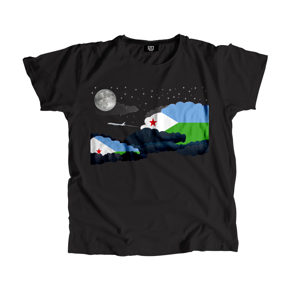 Djibouti Night Clouds Airplane Airport Flight Men Unisex T-Shirt Night Clouds Airplane Airport Flight T-Shirt