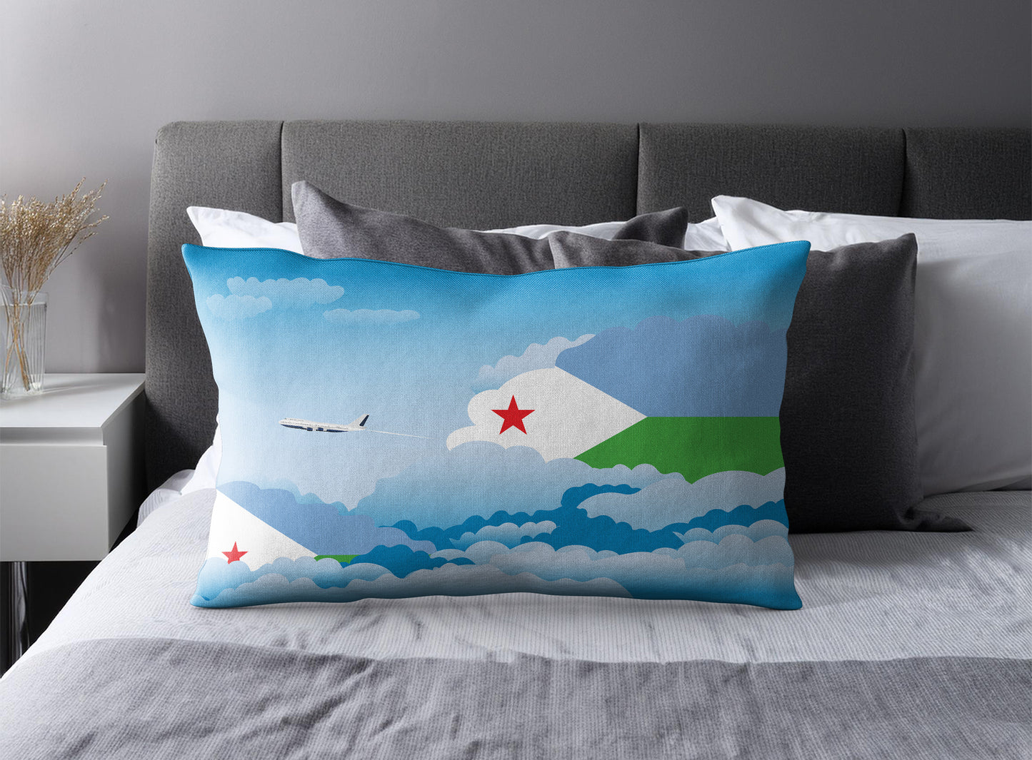 Djibouti World Airplane Day Clouds Square & Rectangle Pillow Cases | Aviation Decorative Pillow Covers