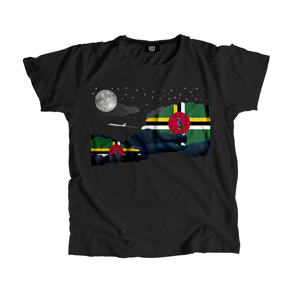 Dominica Night Clouds Airplane Airport Flight Men Unisex T-Shirt Night Clouds Airplane Airport Flight T-Shirt
