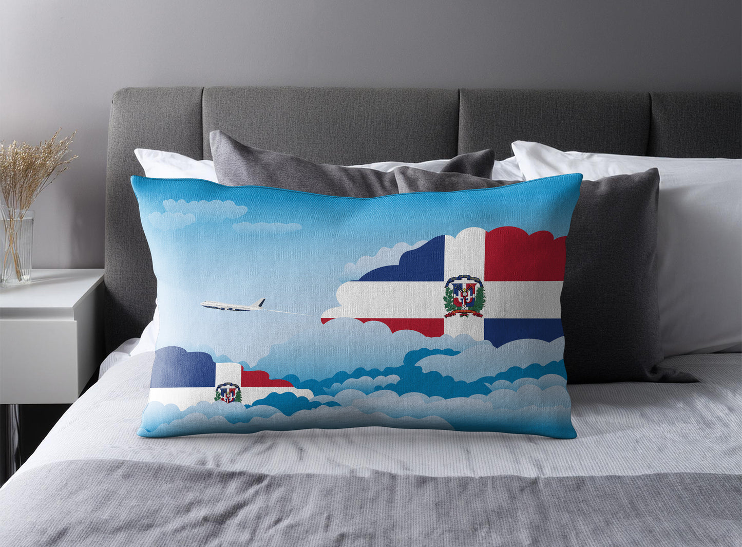 Dominican Republic World Airplane Day Clouds Square & Rectangle Pillow Cases | Aviation Decorative Pillow Covers