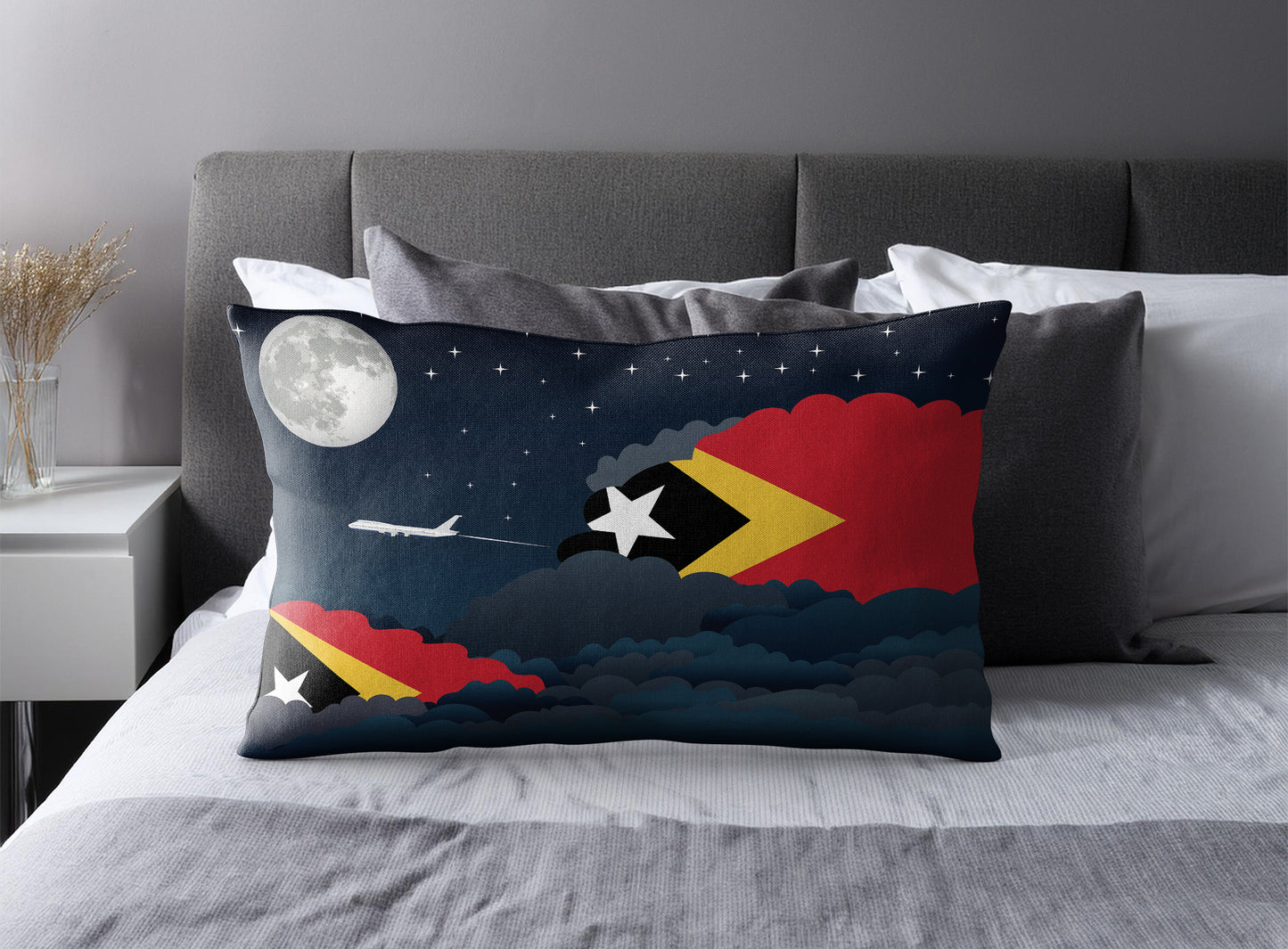 East Timor World Airplane Night Clouds Square & Rectangle Pillow Cases | Aviation Night Sky Pillow Covers
