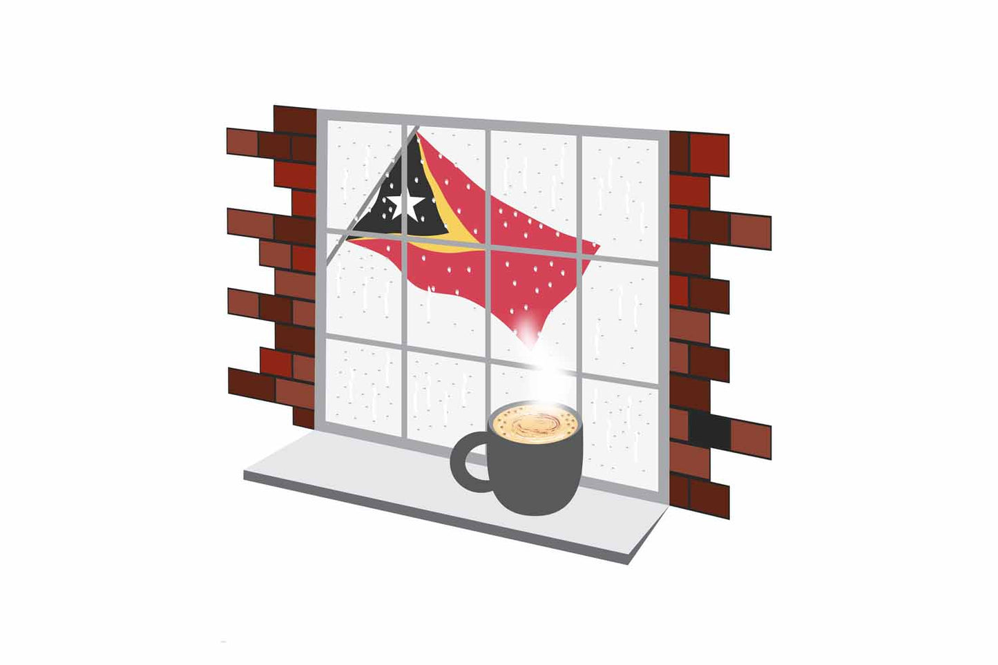 East Timor Coffee Rain Window Fridge Magnet