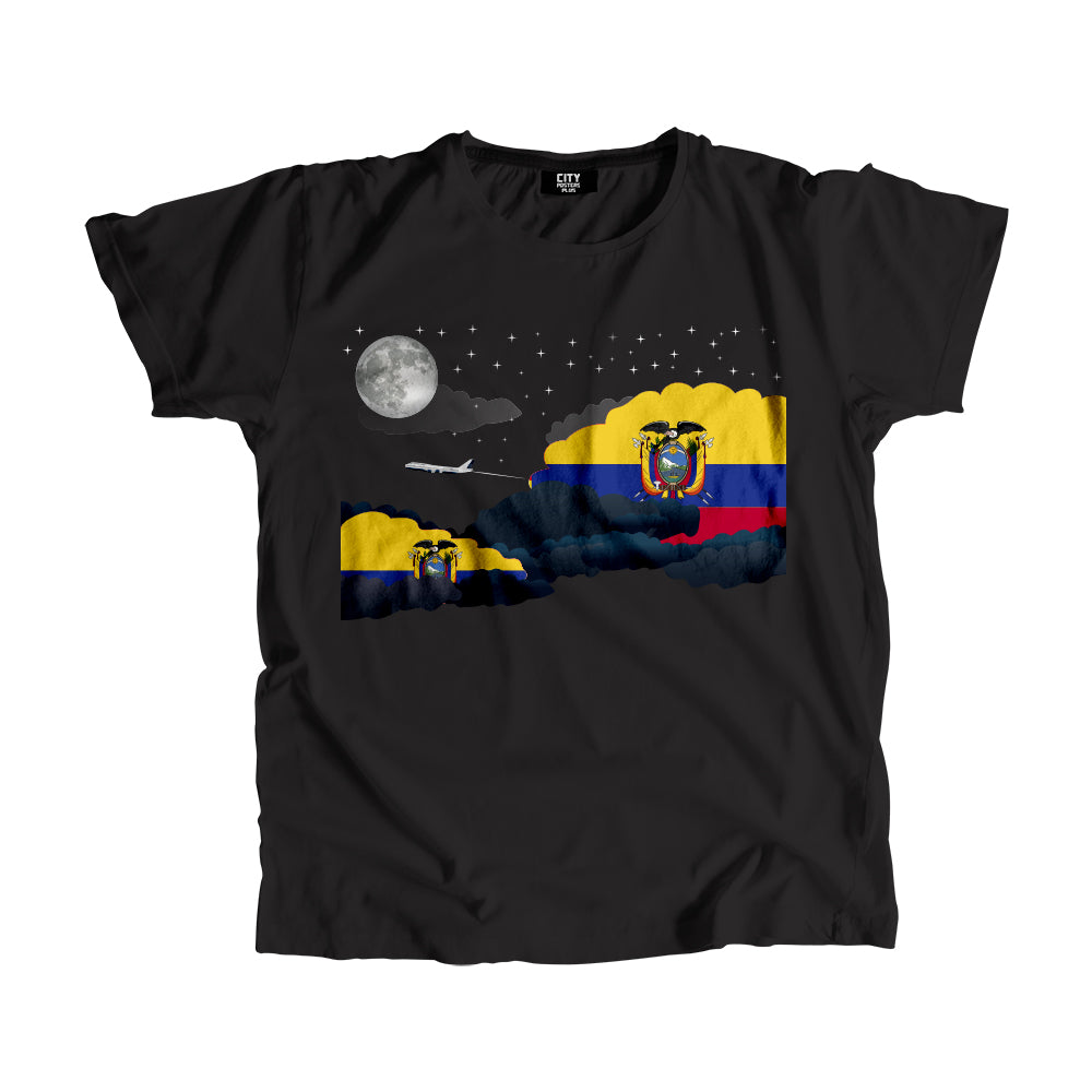 Ecuador Night Clouds Airplane Airport Flight Men Unisex T-Shirt Night Clouds Airplane Airport Flight T-Shirt