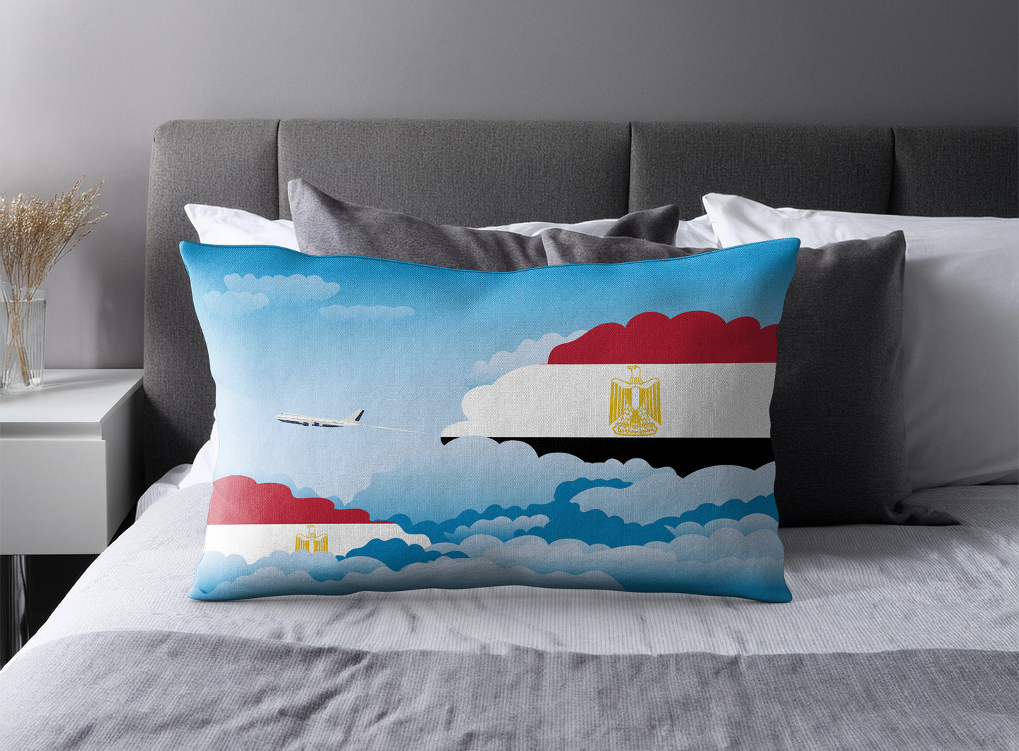 Egypt World Airplane Day Clouds Square & Rectangle Pillow Cases | Aviation Decorative Pillow Covers