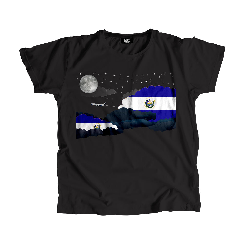 El Salvador Night Clouds Airplane Airport Flight Men Unisex T-Shirt Night Clouds Airplane Airport Flight T-Shirt