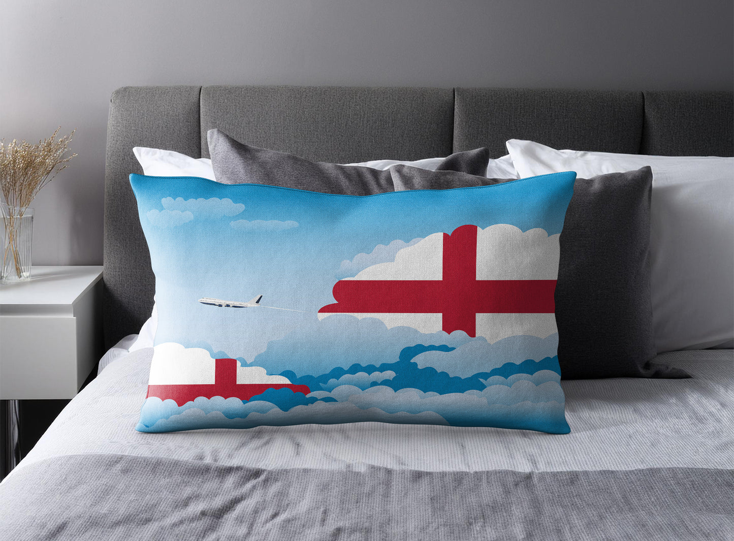 England World Airplane Day Clouds Square & Rectangle Pillow Cases | Aviation Decorative Pillow Covers