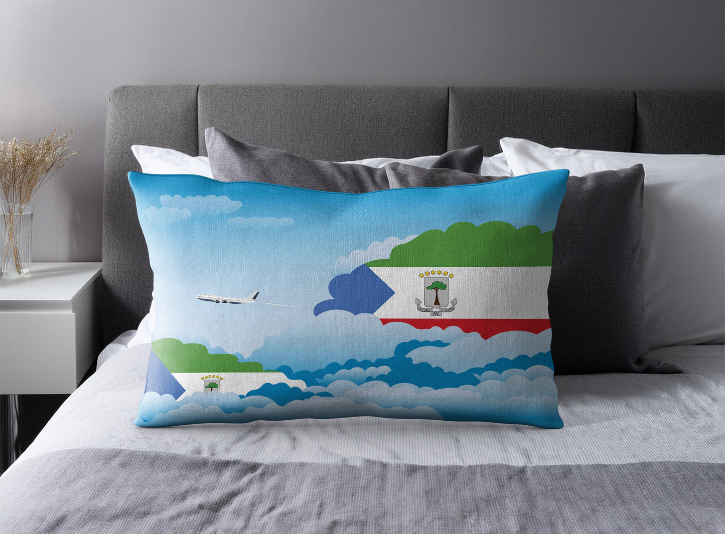 Equatorial Guinea World Airplane Day Clouds Square & Rectangle Pillow Cases | Aviation Decorative Pillow Covers