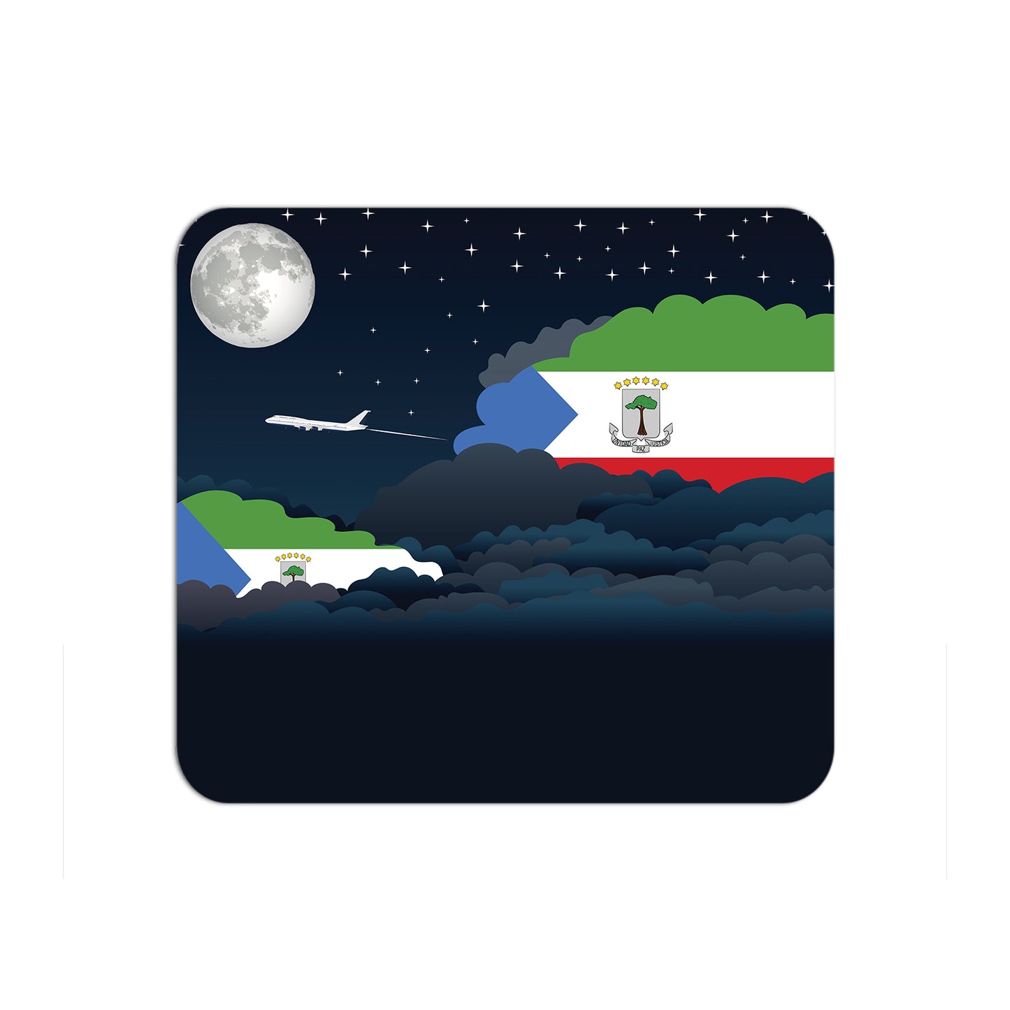 Equatorial Guinea Airplane Airport Flight Night Clouds Mousepad