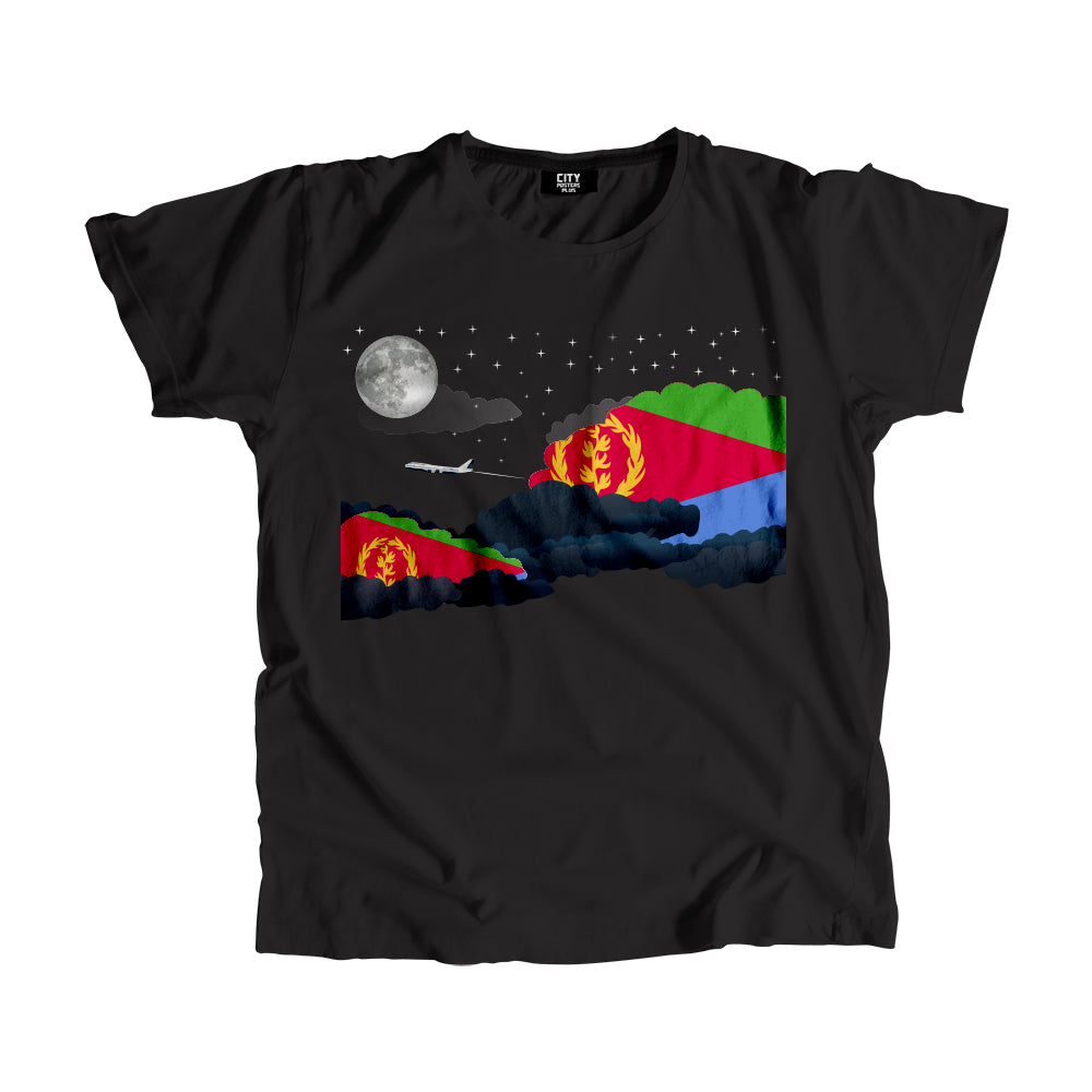 Eritrea Night Clouds Airplane Airport Flight Men Unisex T-Shirt Night Clouds Airplane Airport Flight T-Shirt