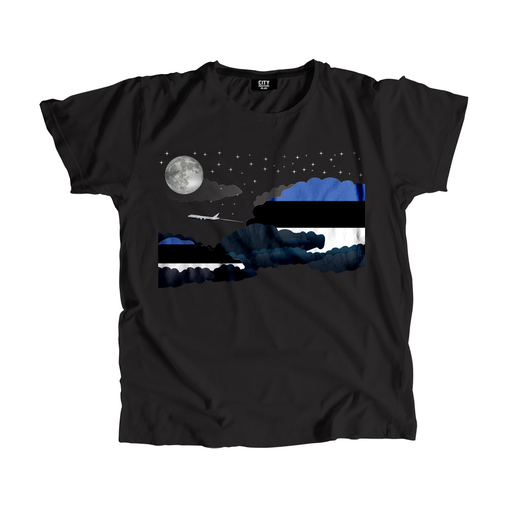 Estonia Night Clouds Airplane Airport Flight Men Unisex T-Shirt Night Clouds Airplane Airport Flight T-Shirt