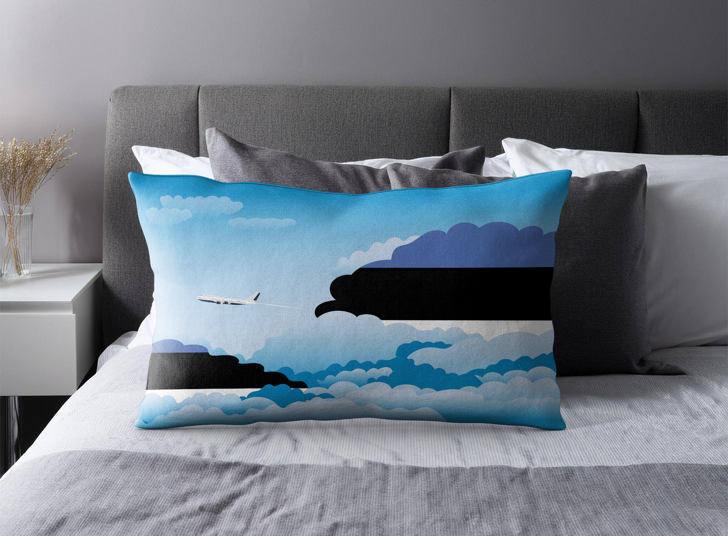 Estonia World Airplane Day Clouds Square & Rectangle Pillow Cases | Aviation Decorative Pillow Covers