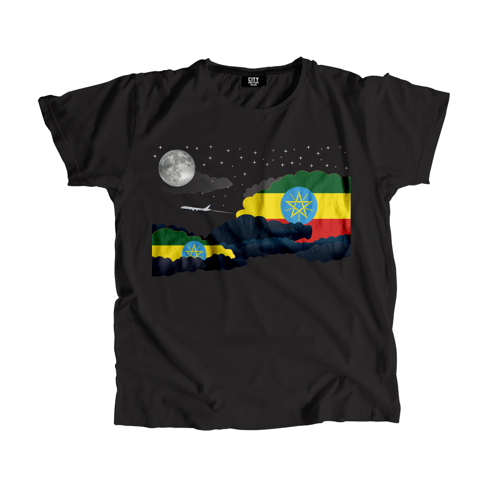 Ethiopia Night Clouds Airplane Airport Flight Men Unisex T-Shirt Night Clouds Airplane Airport Flight T-Shirt