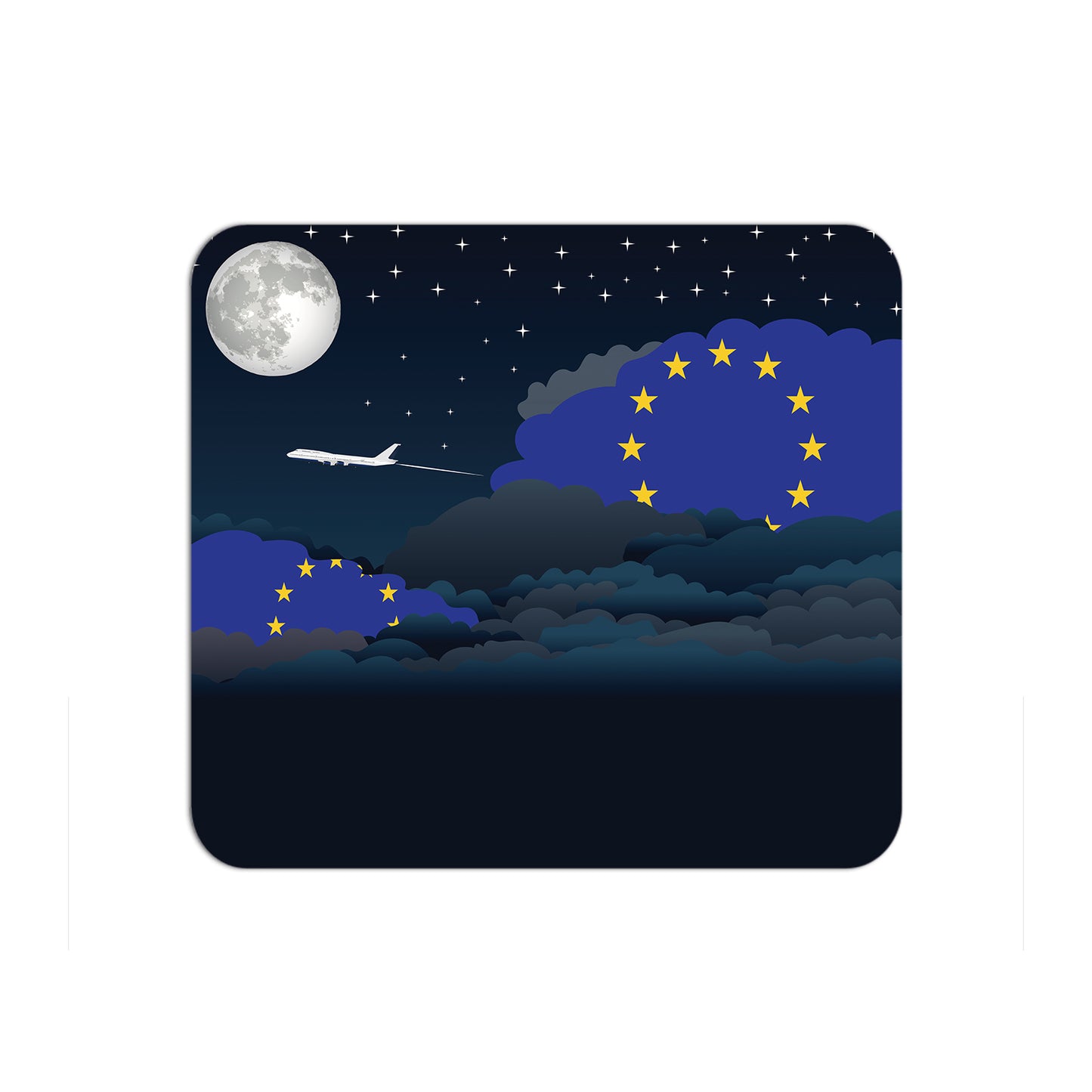 European Union Airplane Airport Flight Night Clouds Mousepad